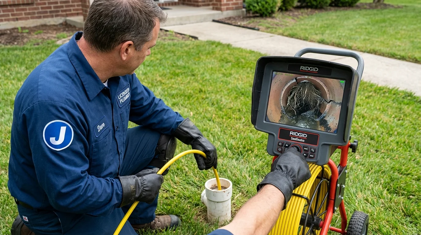 Sewer camera inspection being performed by Johns Plumbing LLC in Harwich