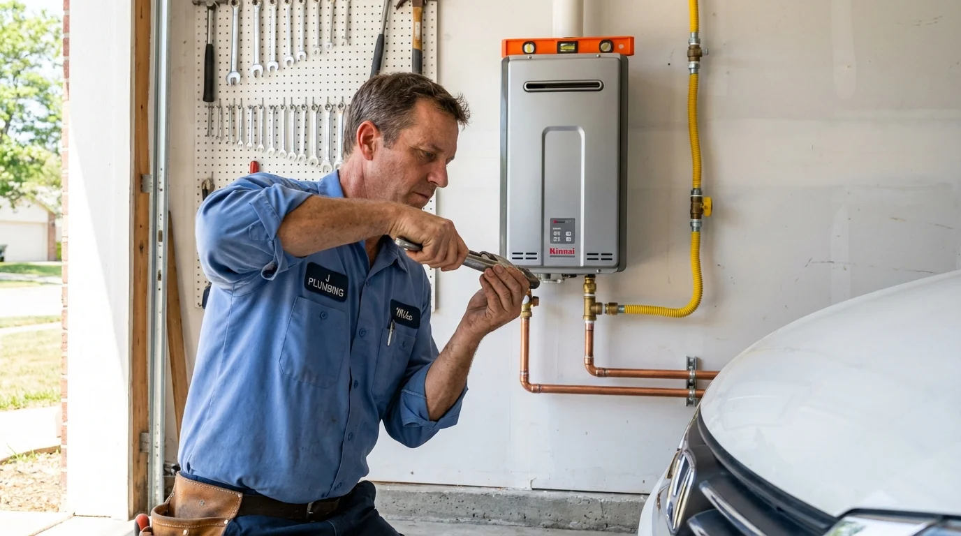 Tankless water heater installation by a Johns Plumbing LLC plumber in Harwich